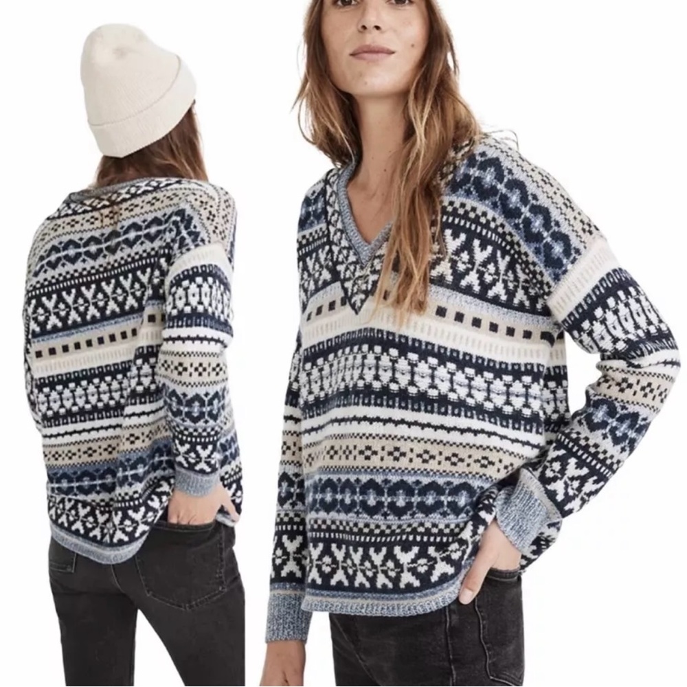 Madewell Forrest Wool Blend Fair Isle Sweater (S)
